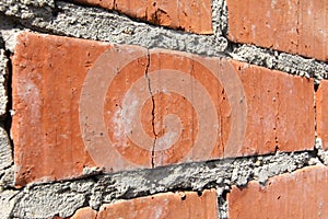 Background of old red brick wall pattern texture.