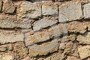 Background of old shell rock block wall