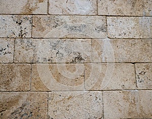 Texture of old limestone stone. photo