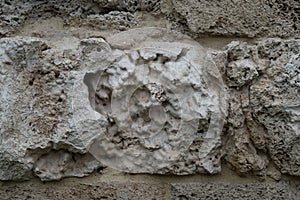 Texture of old limestone stone. photo