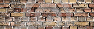 Background of old vintage brick wall. Panoramic image