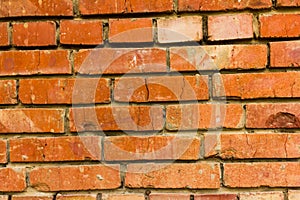 Background of old vintage brick wall. Seamless interior texture