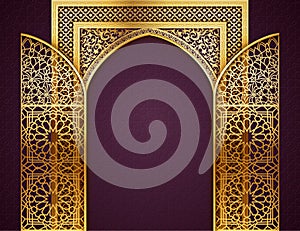 Background with Opened Doors Arabic Pattern photo