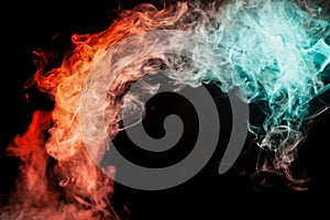 A background of orange, green and red wavy smoke of mystical app