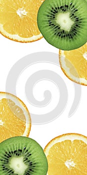 Background from orange and kiwi slices