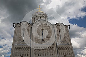 Background ordthdox dome twelve century wall fragment Saint Demetrius Russia