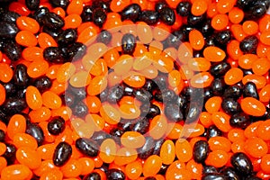 Background of organge and black Halloween jelly beans