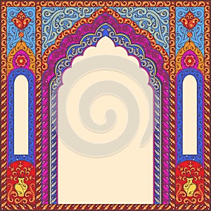 Background ornamented oriental patterned image in the form of an arch.