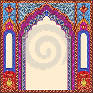 Background ornamented oriental patterned image in the form of an arch. photo