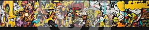 background paint banner hop yellow urban graffiti spray wall art colourful. Generative AI.