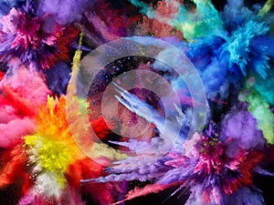Background. Paint. Bright.Explosion with paint photo
