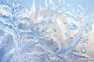 Background of painting on the frozen window by frost - nobody photo