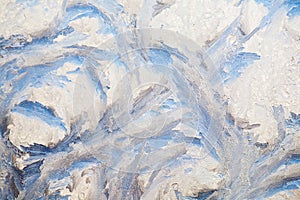 Background of painting on the frozen window by frost - nobody photo