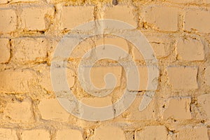 The background of pale yellow brick wall.