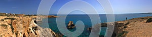 Background panoramic view of the mediterranean sea in the suburbs of Ayia Napa and the natural landmark Golden Gate