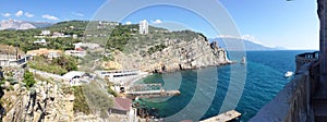 Background panoramic view of the rock sail, Gaspra, Yalta