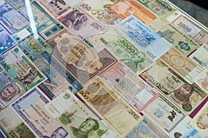 Background from paper money of the different countries