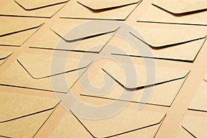 Background of paper postal envelopes on a paper background