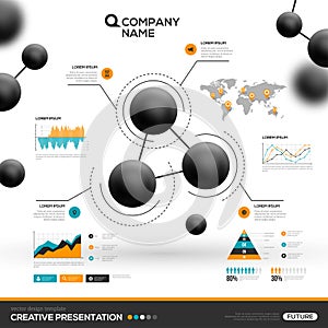 Background with particles and infographic elements