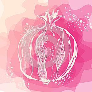 Background with pastel stylized pomegranate. Vector