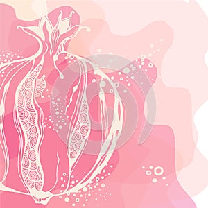 Background with pastel stylized pomegranate. Vector