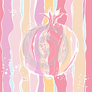Background with pastel stylized pomegranate. Vector