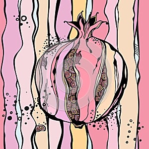 Background with pastel stylized pomegranate. Vector