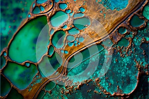 Background patina is a thin layer that variously forms on the surface of copper, brass, bronze and similar metals photo