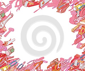 Background pattern abstract design texture. Repair and Building tools. Border frame, transparent background. Theme is about nail