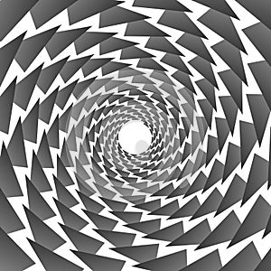 Background, pattern, black and white spiral pattern. Round centered Halftone illustration. Triangle, rotation. photo