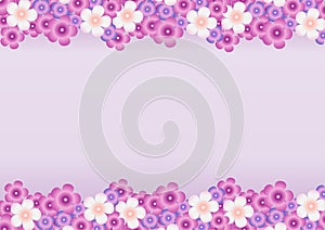 Background with a pattern of flowers of lilac horizontally. Vector illustration.