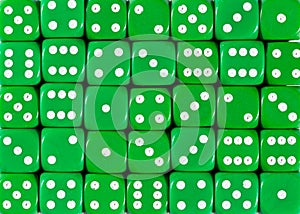 Background pattern of green dices, random ordered
