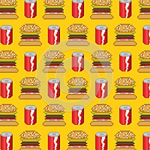 Background pattern pixelart vector burger and drink soda concept illustration food photo