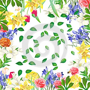 Background pattern of spring flowers