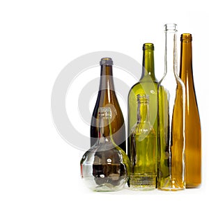 Background pattern, texture. Empty bottles of studio photography