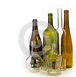 Background pattern, texture. Empty bottles of studio photography