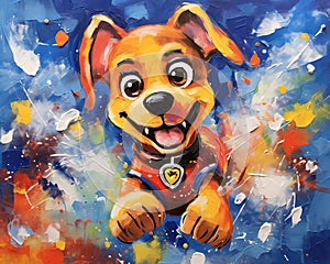 The background of the Paw Patrol is abstract.