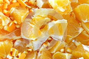 Background of peeled fresh oranges