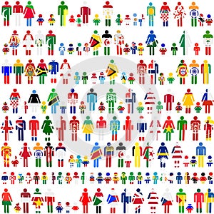 Background with people and children patterned in f