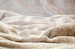 Background for a photo collage on Christmas or winter theme with light soft fabric, which is curled and lies in waves