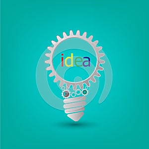 Background photo light bulb with gears and cogs working together