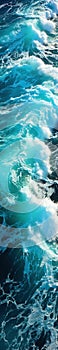 background photo of ocean sea water, white wave splashing in the deep sea