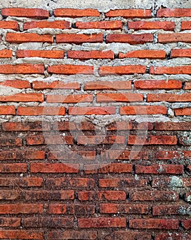 Background photo of old brick wall and new brick wall built on top of it, high resolution.