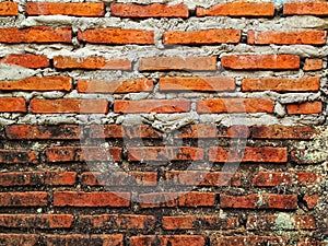 Background photo of old brick wall and new brick wall built on top of it, high resolution.