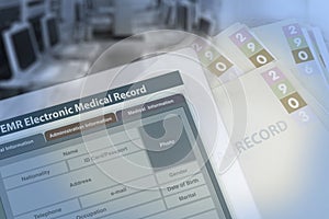 Background photo showing medical record changing from paperwork