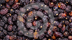 background of pile of appetizing dried date medjoul fruits