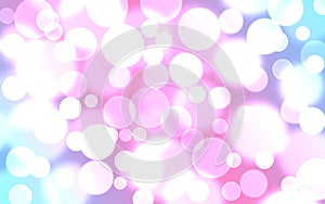 The background is pink with blue. Bokeh effect