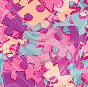 Background with pink jigsaw puzzle pieces