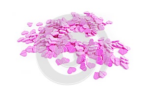 Background of pink pills heart on a white background 3D illustration, 3D rendering