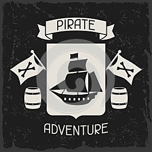 Background on pirate theme with objects and